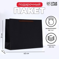 Пакет ламинированный горизонтальный &laquo;Черный&raquo;, L 40 &times; 31 &times; 14 см