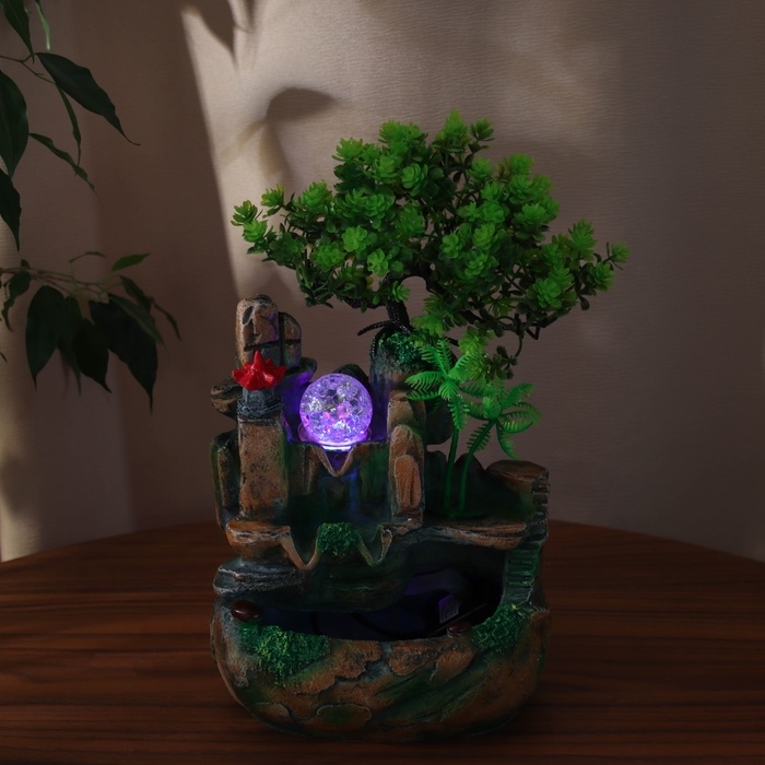 Фонтан "Яркие цветы под деревом" 27х16 см (с подсветкой)