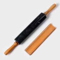 Скалка из мрамора Magistro, с подставкой, 45&times;5 см, цвет чёрный