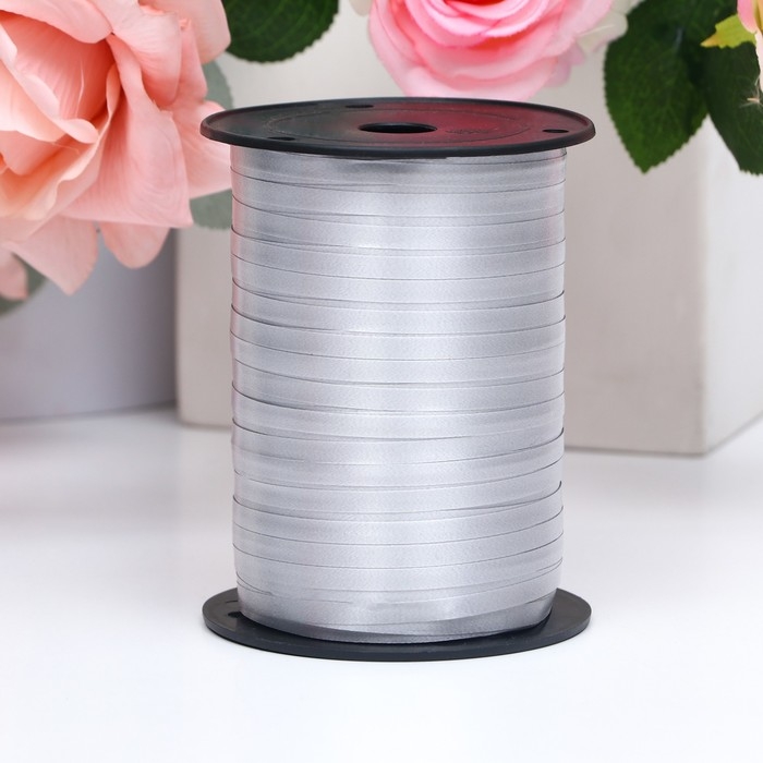 Лента для декора и подарков, серебро, 0,5 см х 250 м Лента для декора и подарков, серебро, 0,5 см х 250 м