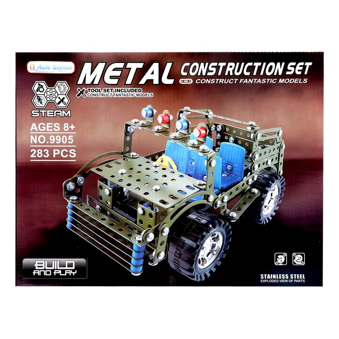 Конструктор металлический &laquo;Военный джип&raquo;, 283 детали