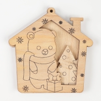 Ёлочная подвеска из дерева своими руками на новый год «Мишка», новогодний набор для творчества Ёлочная подвеска из дерева своими руками на новый год «Мишка», новогодний набор для творчества