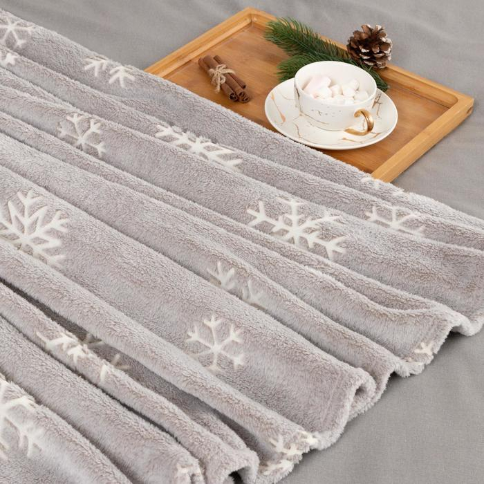 Плед светящийся в темноте Этель &laquo;Снежинки&raquo; 150*200 см,100% п/э, корал-флис, 220 гр/м2