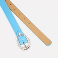 Ремень женский, ширина 2,4 см, винт, пряжка металл, цвет голубой