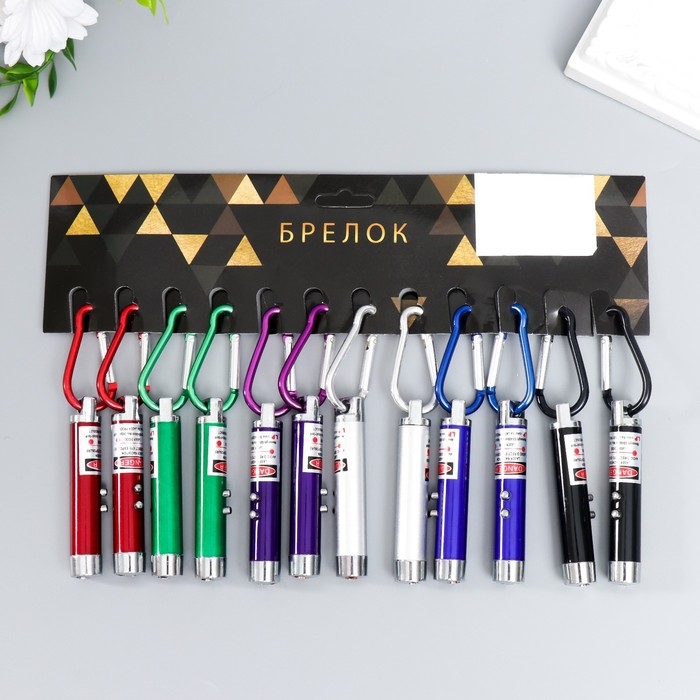 Фонарик+лазер 3 режима Фонарик+лазер 3 режима "Металлик" МИКС 6х1х1 см