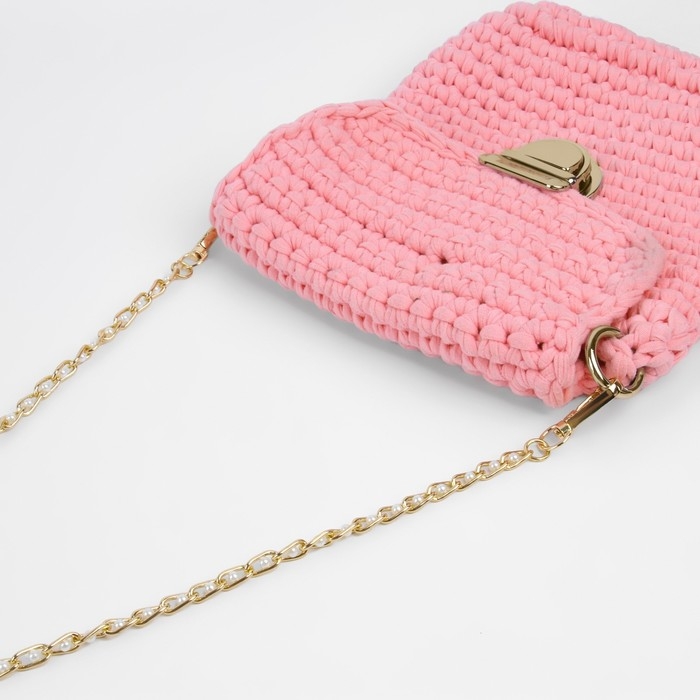 Цепочка с жемчугом для сумки, с карабинами, 7 &times; 13 мм, d = 4 мм, 60 см, цвет золотой