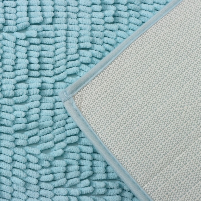 Коврик для ванной Доляна «Букли длинные», 50×80 см, длина букли 2 см, цвет голубой Коврик для ванной Доляна «Букли длинные», 50×80 см, длина букли 2 см, цвет голубой