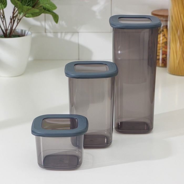 Набор банок для сыпучих продуктов с вакуумной крышкой 3 шт 0,55/1,2/1,75л Набор банок для сыпучих продуктов с вакуумной крышкой 3 шт 0,55/1,2/1,75л