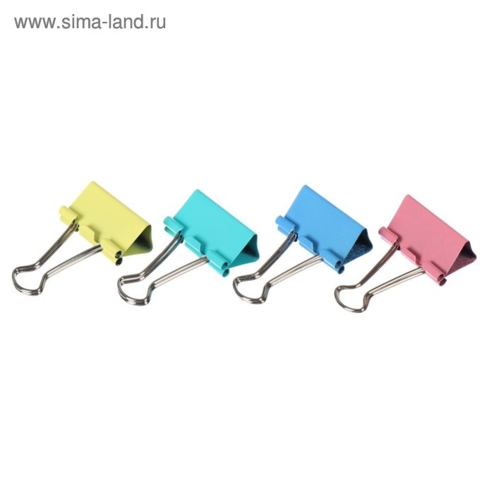 Зажимы для бумаг 51 мм, 12 штук, deVENTE, металлические, МИКС х 4 цвета, картонная коробка Зажимы для бумаг 51 мм, 12 штук, deVENTE, металлические, МИКС х 4 цвета, картонная коробка