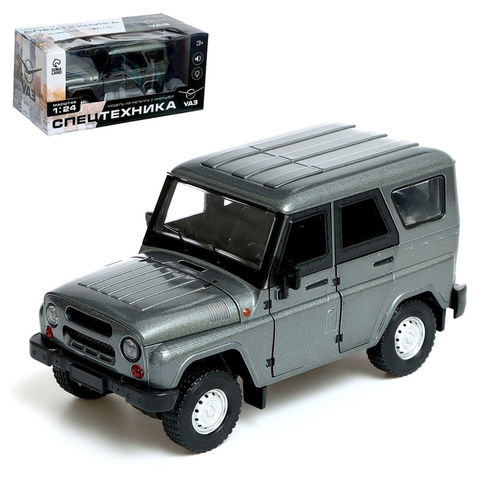 Машина металлическая «УАЗ Hunter», инерционная, 1:24, световые и звуковые эффекты, цвет серый Машина металлическая «УАЗ Hunter», инерционная, 1:24, световые и звуковые эффекты, цвет серый