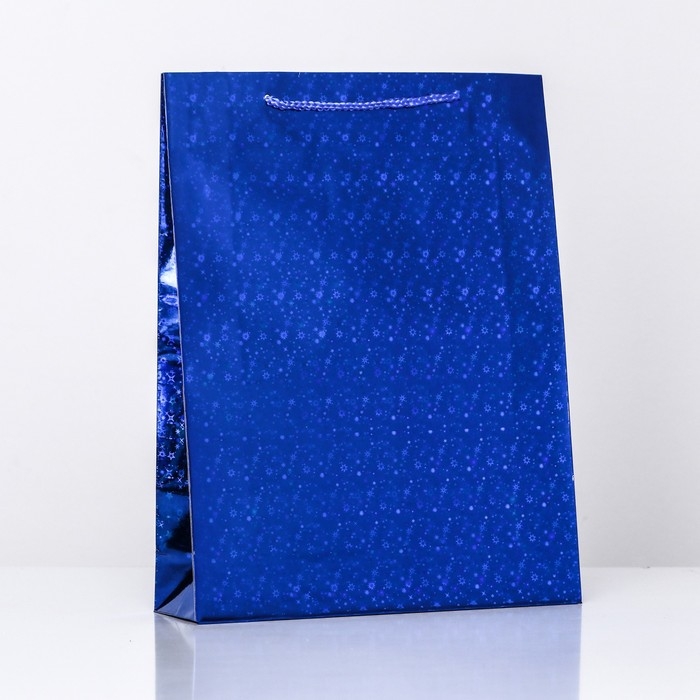 Новый год. Пакет подарочный, фольгированный, Новый год. Пакет подарочный, фольгированный, "Синий" 34 Х 26 Х 8 см.