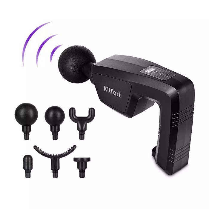 Массажёр для тела Kitfort КТ-2976, электрический, перкуссионный, 24 Вт, 6 насадок, чёрный Массажёр для тела Kitfort КТ-2976, электрический, перкуссионный, 24 Вт, 6 насадок, чёрный