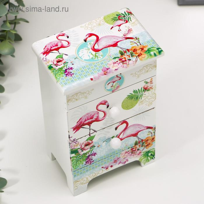Шкатулка дерево 3 ящика Шкатулка дерево 3 ящика "Фламинго" 18х11,5х7,5 см