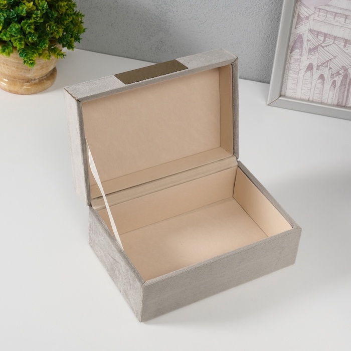 Шкатулка текстиль Шкатулка текстиль "Блок" серая 12,2х18х8,2 см