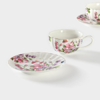 Набор чайный керамический Доляна &laquo;Колокольчики&raquo;, 4 предмета: чашка 250 мл, блюдца d=15 см