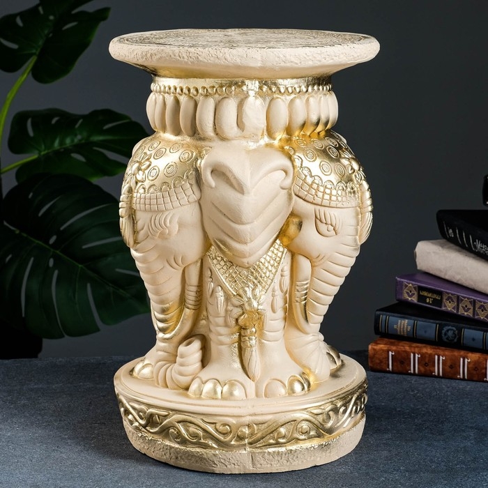 Подставка "Три слона" слоновая кость, 43х28х28см