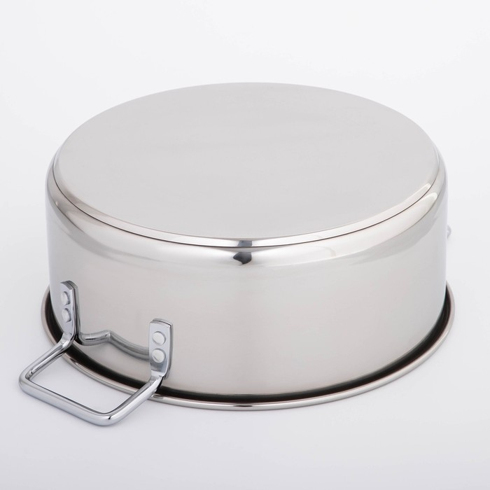 Кастрюля &laquo;Общепит&raquo;, 12 л, d=35 см, h=14 см, металлическая крышка, с теплораспределительным слоем, индукция