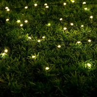 Гирлянда &laquo;Нить&raquo; 10 м роса, IP44, серебристая нить, 100 LED, свечение тёплое белое, 2 режима, солнечная батарея