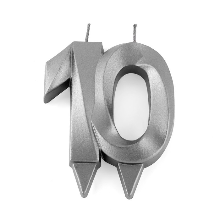Свеча в торт юбилейная "Грань", ,цифра 10, , графит, 6,5 см