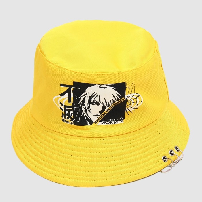Панама &laquo;Никогда не сдавайся&raquo;, цвет жёлтый, аниме, р-р 56