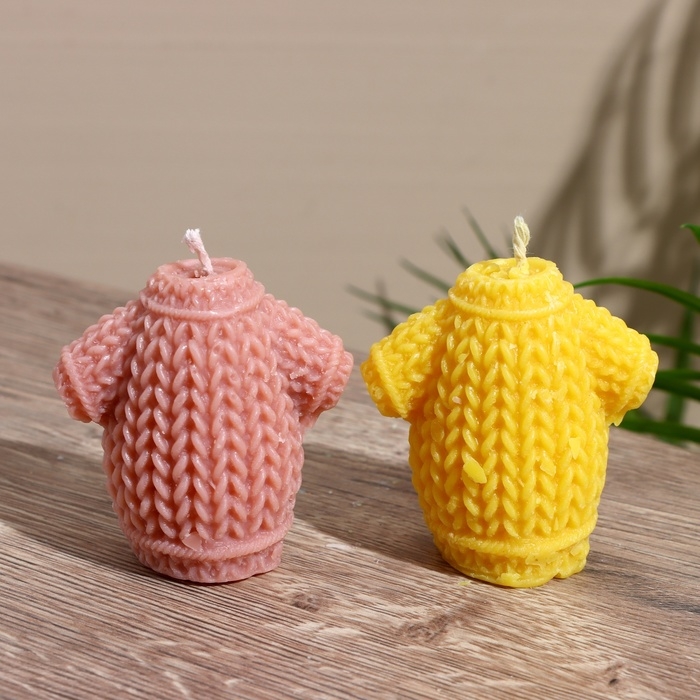 Свеча "Свитер" 3х3х6 см, соевый воск МИКС