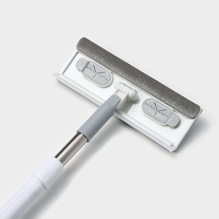 Щётка для окон Raccoon, стальная телескопическая ручка 82(126) см, насадка из микрофибры 25&times;9 см, цвет белый