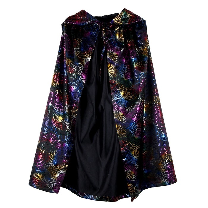 Карнавальный плащ детский, атлас, цветная паутина, длина 85 см Карнавальный плащ детский, атлас, цветная паутина, длина 85 см