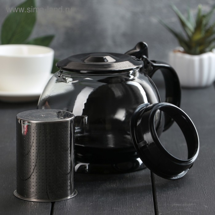 Чайник заварочный «Бетти», 800 мл, с ситечком, цвет черный Чайник заварочный «Бетти», 800 мл, с ситечком, цвет черный