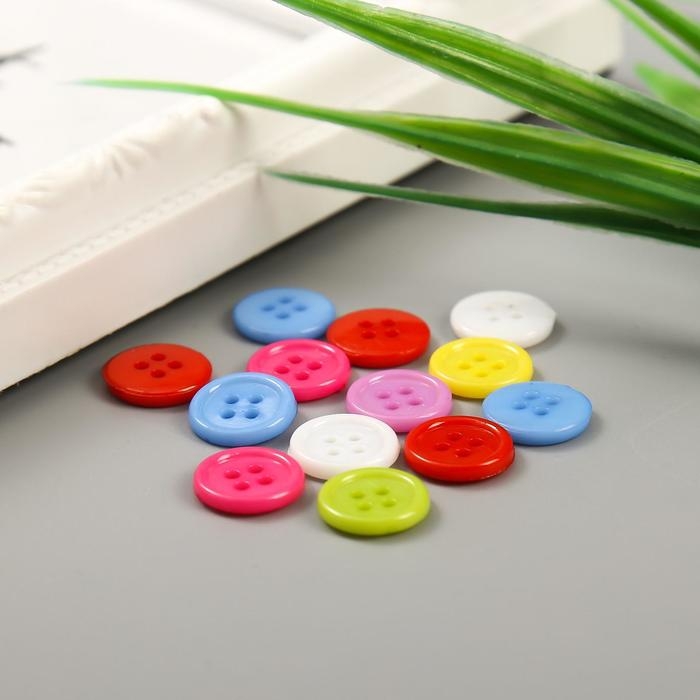 Набор пуговиц декоративных пластик "Яркие круглые" набор 50 шт 1,2х1,2 см