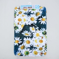 Набор ковриков для ванной и туалета Доляна «Ромашковое поле», 2 шт: 40×50, 50×80 см Набор ковриков для ванной и туалета Доляна «Ромашковое поле», 2 шт: 40×50, 50×80 см