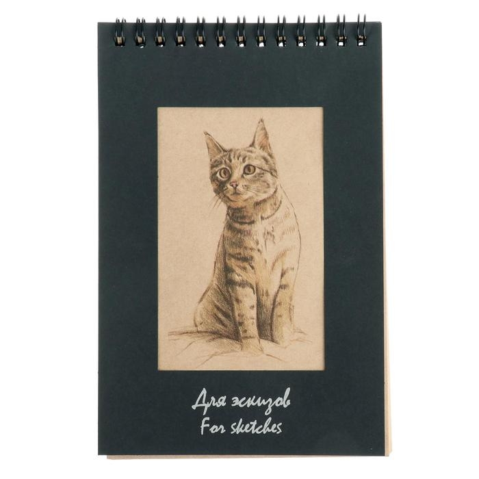 Блокнот для эскизов 120 х 180 мм, 50 листов Блокнот для эскизов 120 х 180 мм, 50 листов "Котёнок", 70 г/м²
