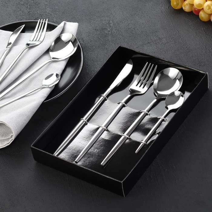 Столовые приборы из нержавеющей стали «Самая нежная», 4 предмета Столовые приборы из нержавеющей стали «Самая нежная», 4 предмета