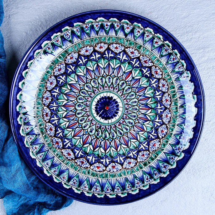 Ляган Риштанская Керамика Ляган Риштанская Керамика "Узоры", 28 см, синий