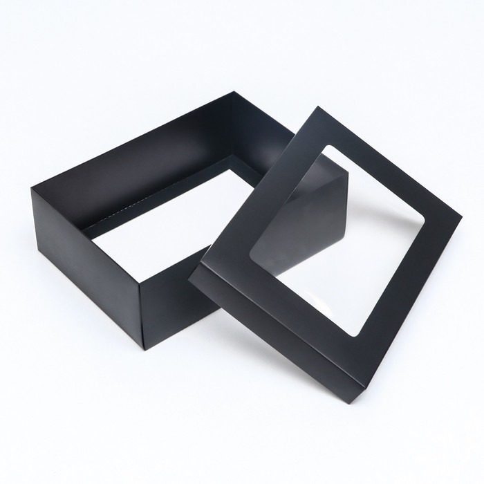 Коробка подарочная складная, упаковка, «Чёрная», с окном 21 х 15 х 7 см Коробка подарочная складная, упаковка, «Чёрная», с окном 21 х 15 х 7 см