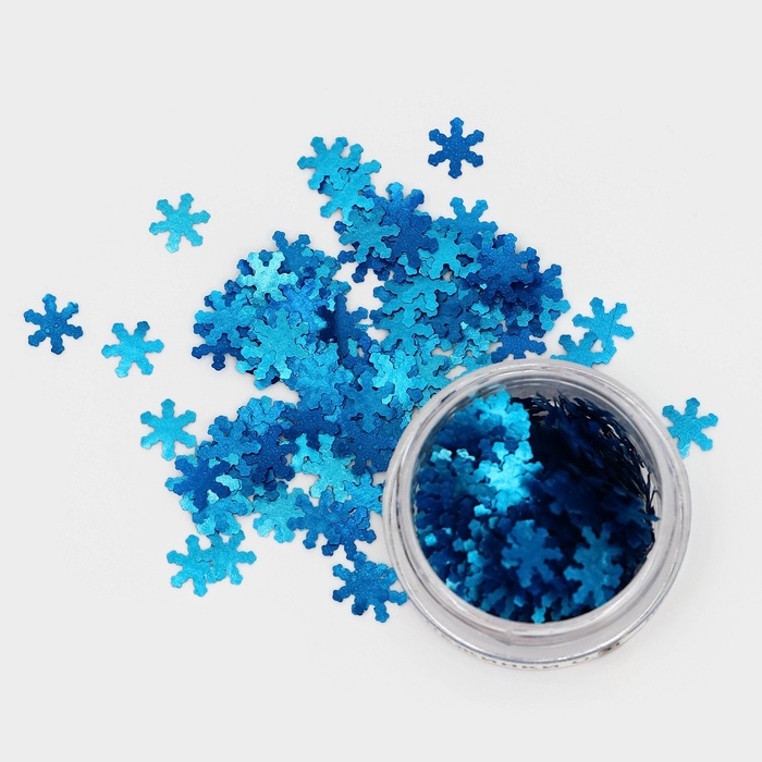 Глиттер пищевой фигурный снежинки синие