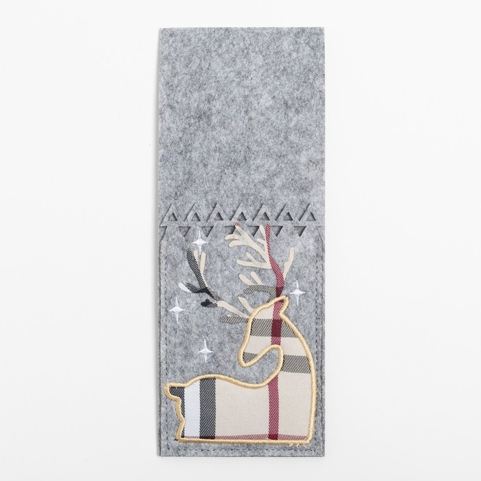 Конверт для столовых приборов &laquo;Олень&raquo; 8,5х21 см, 100% п/э, фетр