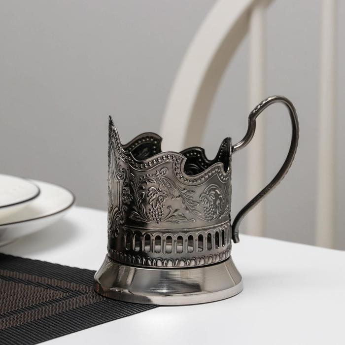 Подстаканник &laquo;Космос&raquo;, d=72мм, никелированный, с чернением