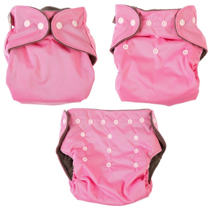 Многоразовый подгузник, 3-15 кг, угольно-бамбуковая ткань, цвет розовый, Крошка Я Многоразовый подгузник, 3-15 кг, угольно-бамбуковая ткань, цвет розовый, Крошка Я