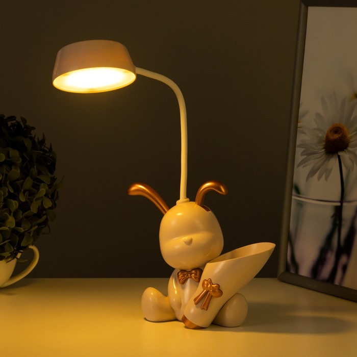 Настольная лампа с точилкой Настольная лампа с точилкой "Зайчик" LED 2Вт 3000К USB АКБ розовый 15х14х30 см