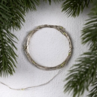 Гирлянда &laquo;Нить&raquo; 2 м роса. IP20, нить серебристая, 20 LED, 4.6 В, AG13x3 (в комплекте), 3 режима, свечение зелёное