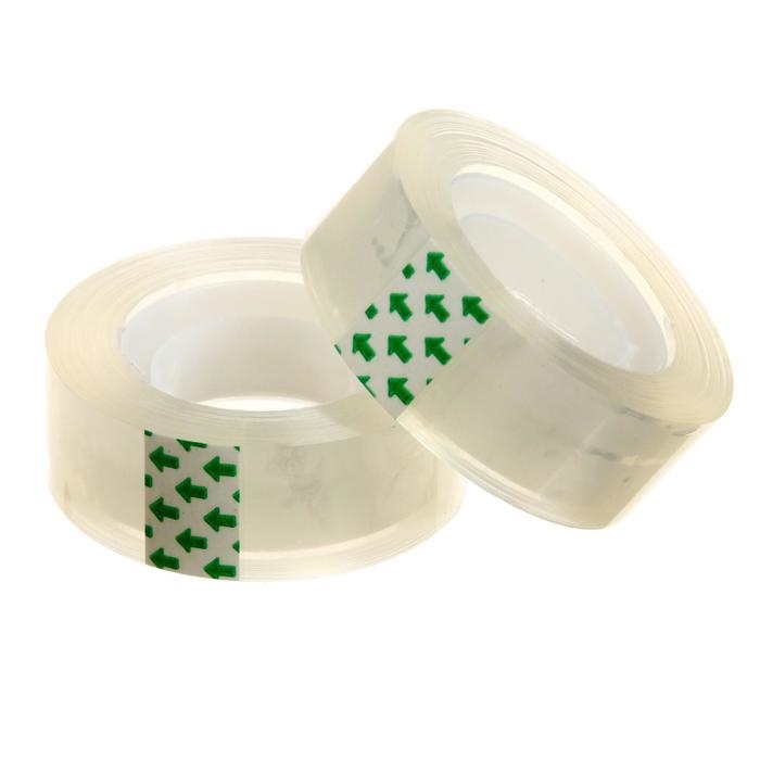 Набор 2 штуки клейкая лента 19 мм х 33 м, кристально-прозрачная, в пакете, европодвес Набор 2 штуки клейкая лента 19 мм х 33 м, кристально-прозрачная, в пакете, европодвес