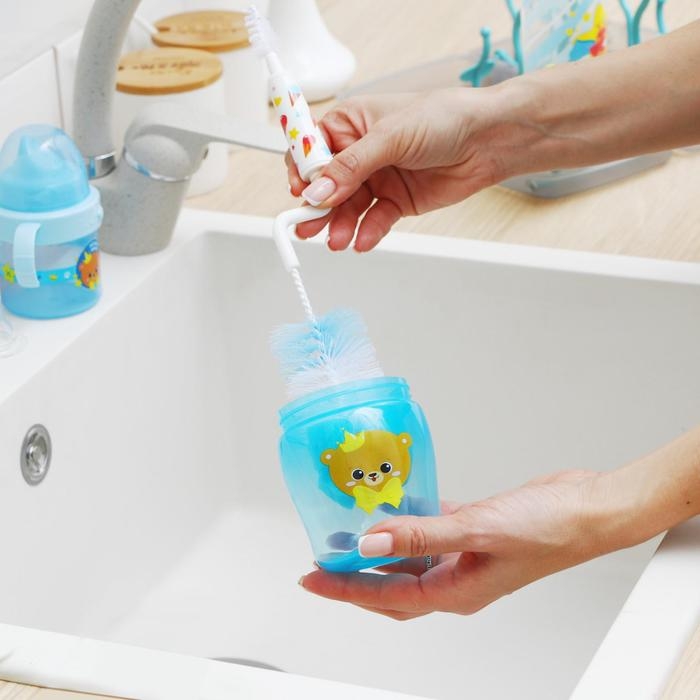 Поильник - непроливайка детский с мягким носиком &laquo;Мишка принц&raquo;, 250 мл., с ручками, цвет голубой