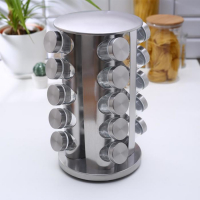 Набор для специй на подставке &laquo;Профи&raquo;, 21&times;21&times;34 см, 20 шт, цвет металлик