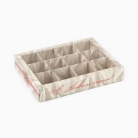 Коробка под 12 конфет с ячейками &laquo;Новогодний бант&raquo;, 14.5 х 18.5 х 3 см