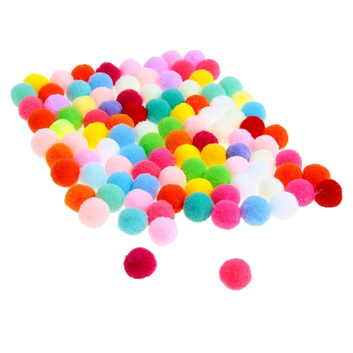 Набор текстильных деталей для декора &laquo;Бомбошки&raquo; 100 шт. набор, размер 1 шт. 1,2 см, цвета МИКС