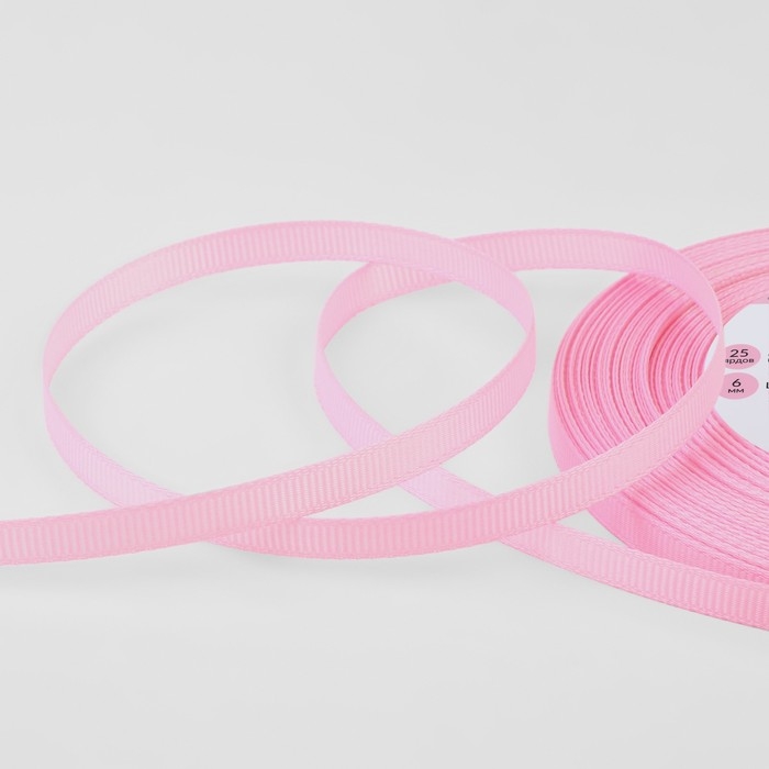 Лента репсовая, 6 мм, 23 &plusmn; 1 м, цвет светло-розовый №04