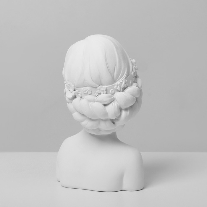 Бюст для украшений &laquo;Девушка в цветах&raquo;, анфас, 9,5&times;7,5&times;14 см, цвет белый