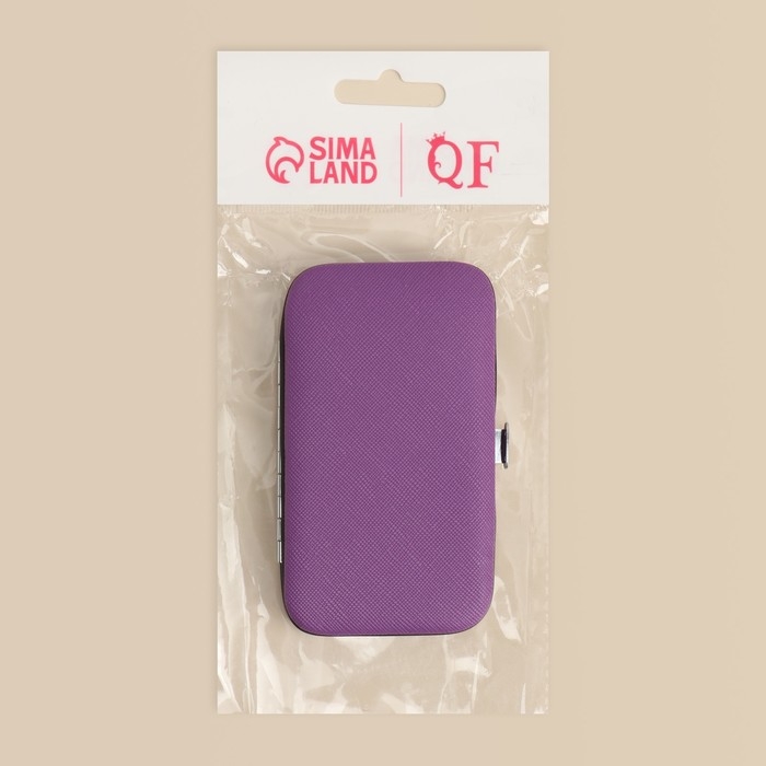 Набор маникюрный, 6 предметов, в футляре, цвет фиолетовый