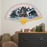 Веер бамбук, текстиль h=90 см "Зелёные горы" белый Веер бамбук, текстиль h=90 см "Зелёные горы" белый