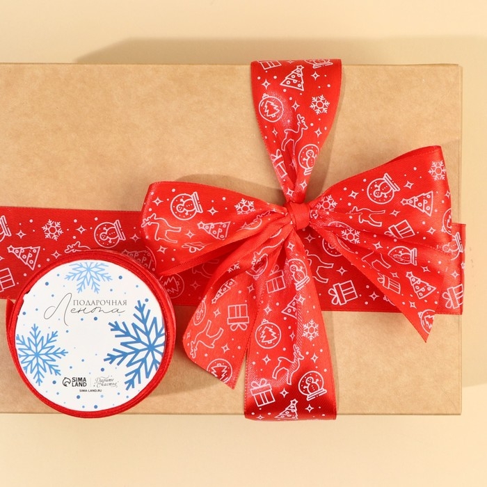 Лента атласная &laquo;Новогодние игрушки&raquo;, , 4 см &times; 5 метров
